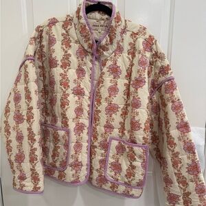 Free People Women's  Floral-Print Cropped Puffer Jacket